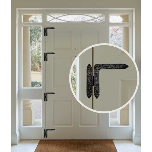 New in package Akatva Black Gate Door Cabinet Strap Hinge Set 2 pc. 7.008 inches - Picture 8 of 9